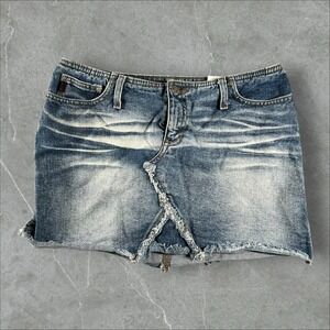Mudd Skirt Womens Size 11 Blue Distressed Frayed Hem Y2K Grunge Mini Micro 2000s